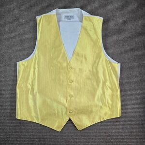Larr Brio Mens Large Yellow Striped Formal Tuxedo Vest